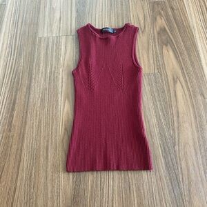 Maroon Ribbed Tank Top